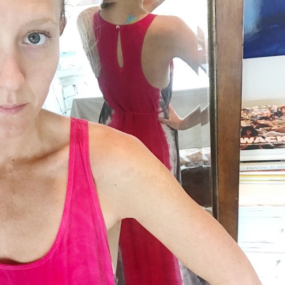 C&C Pink Tie-Died Raw Silk Maxi - Picture 6 of 8